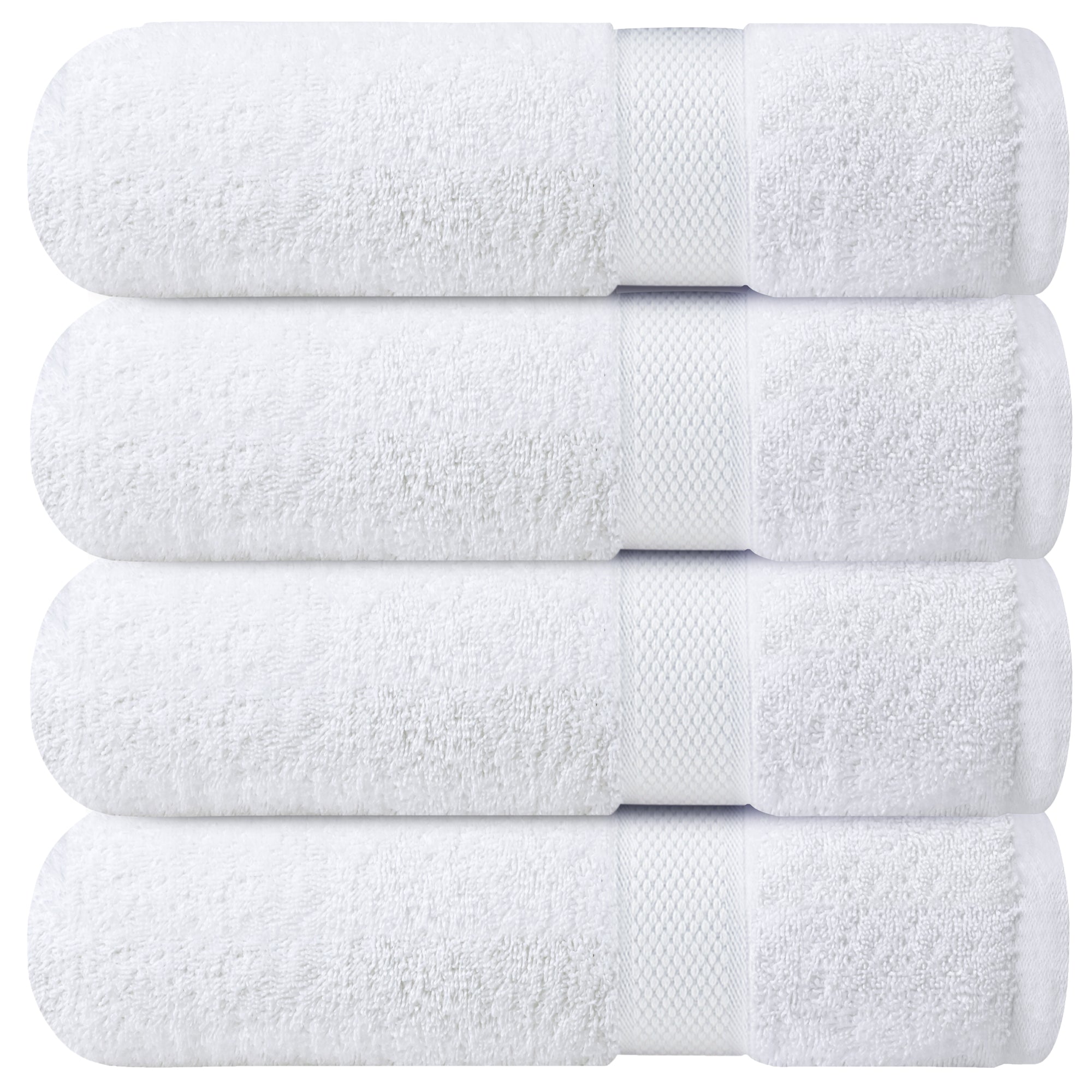 Premium Bath Towels for Bathroom Set of 4 (70x140 cm), 100% Soft Ring-Spun Cotton Bathroom Towels, Quick Dry, Durable, Ideal for Daily Use - Brilliant White - Infinitee Xclusives UK