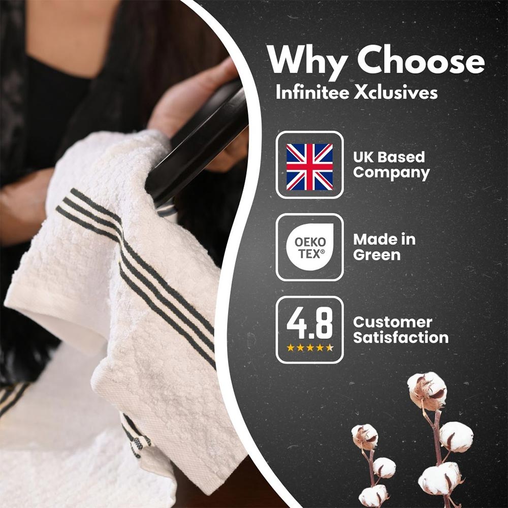 Premium Tea Towels | Pack of 6 | 100% Cotton |38 x 64 cm| Ultra Soft & Highly Absorbent Terry Dish Towels for Kitchen, Bar Towels for Daily Household Cleaning Use - Grey