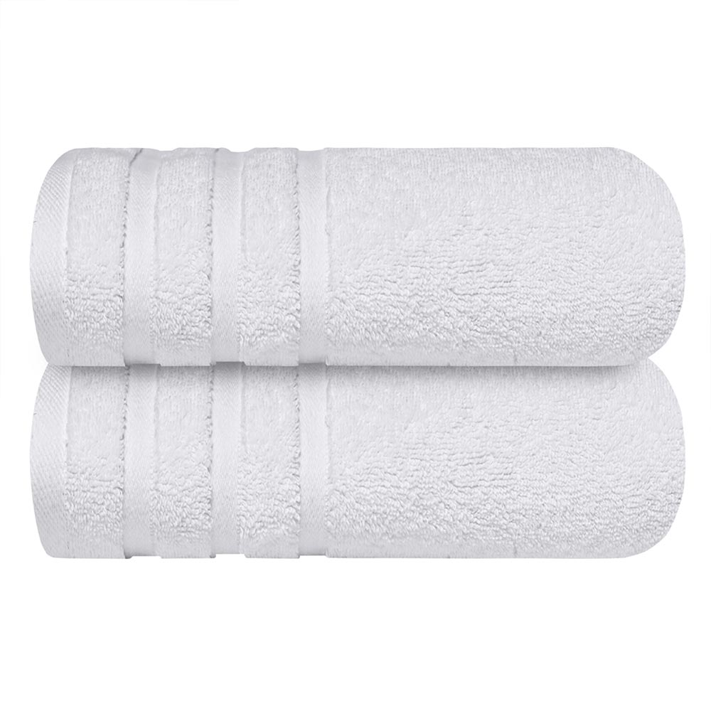 Bath Towels Set of 2 (70x140 cm) – 100% Soft Ring-Spun Cotton, Ultra Soft & Highly Absorbent Towels for Spa, Gym, Hotel & Everyday Bathroom Use - Brilliant White - Infinitee Xclusives UK